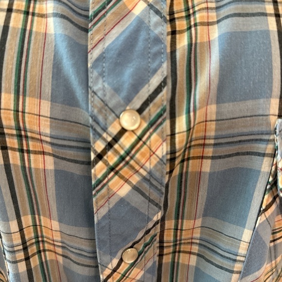 Wrangler Light Blue Plaid Button Down Shirt - Picture 2 of 4